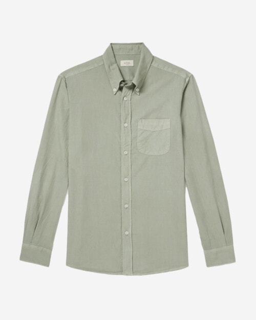 ALTEA Ivy Button-Down Collar Lyocell and Cotton-Blend Shirt