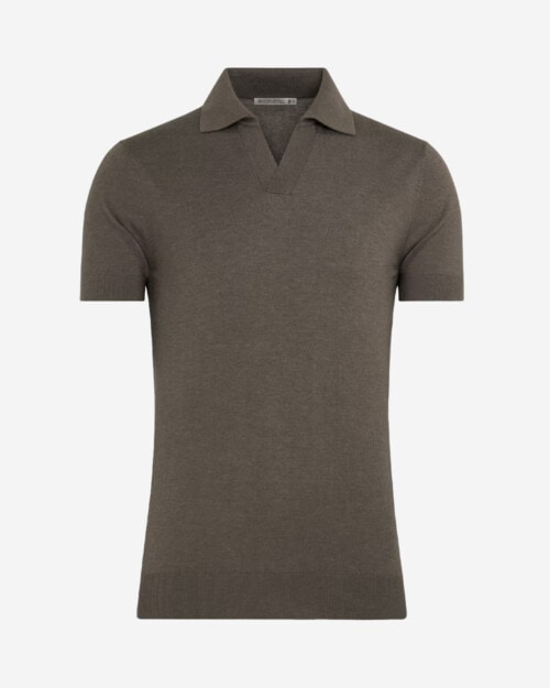 Suitsupply Taupe Buttonless Polo Shirt