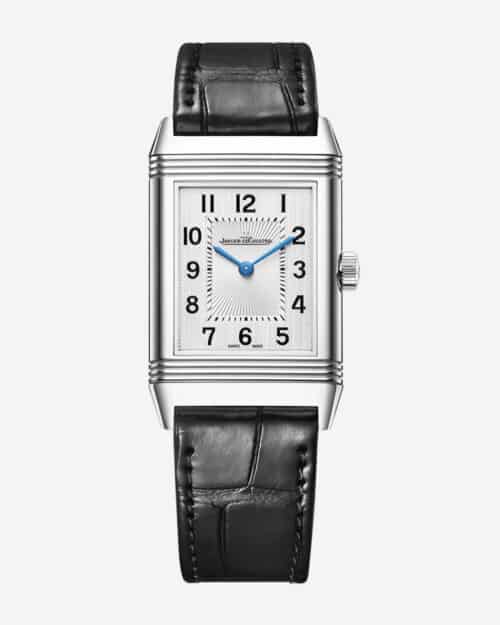 Jaeger-LeCoultre Reverso Monoface rectangular watch on black leather strap