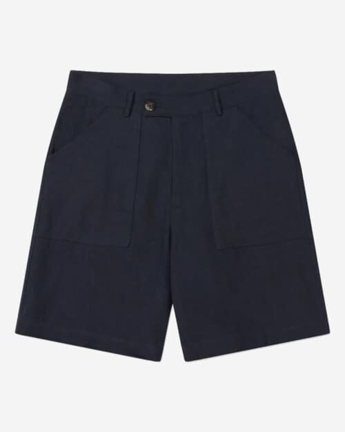 Flax London Patch Pocket Shorts 9 inch Navy Blue