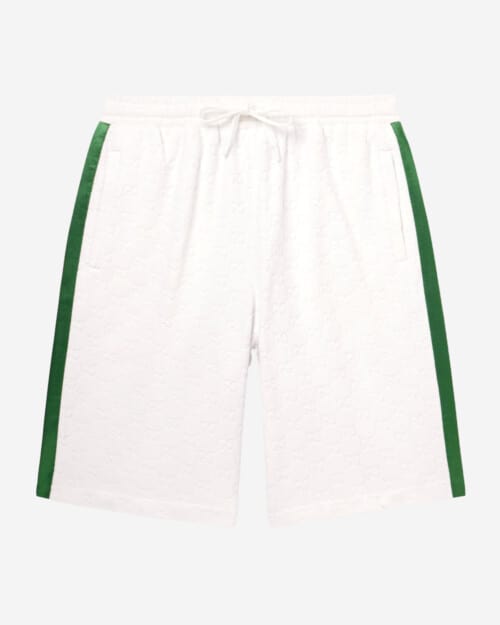 Gucci Wide-Leg Satin-Trimmed Monogrammed Cotton-Blend Terry Shorts