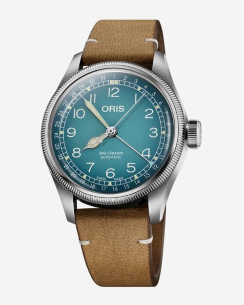 Oris X Cervo Volante Blue Dial Brown Leather Strap Watch