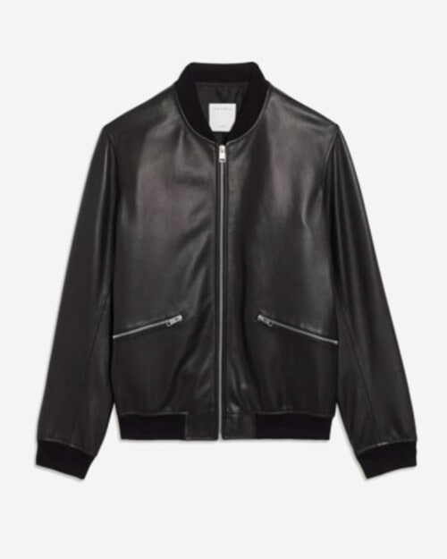 Sandro Zip-up Leather Bomber Jacket