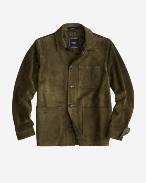 Todd Snyder Italian Suede Chore Coat in Olive