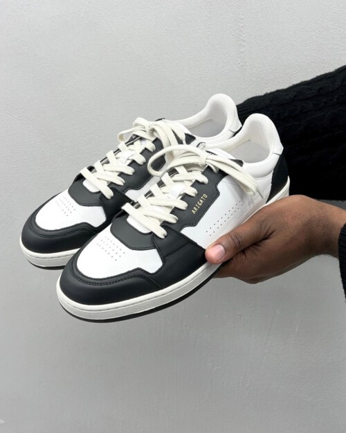 Pair of Axel Arigato Dice Lo sneakers in white and black