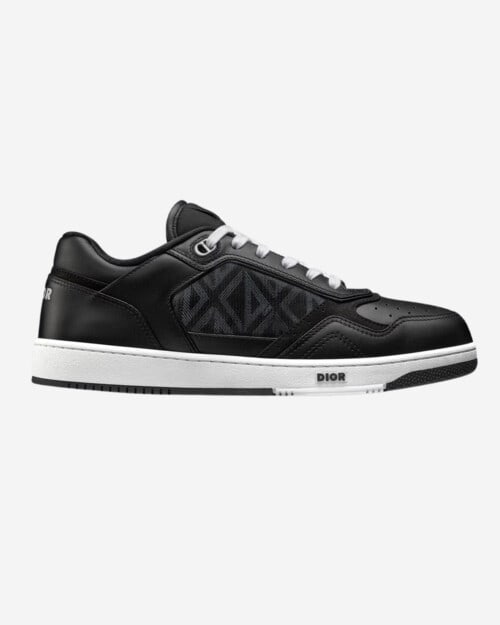 B27 Low-Top Sneaker in Black Smooth Calfskin and CD Diamond Canvas