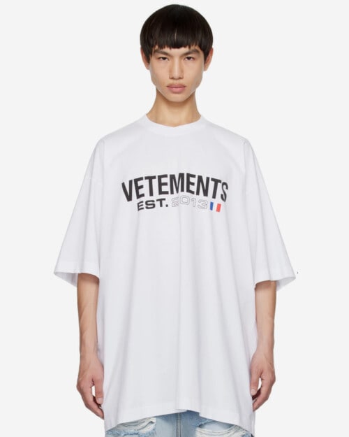 Vetements White Printed Oversized T-Shirt