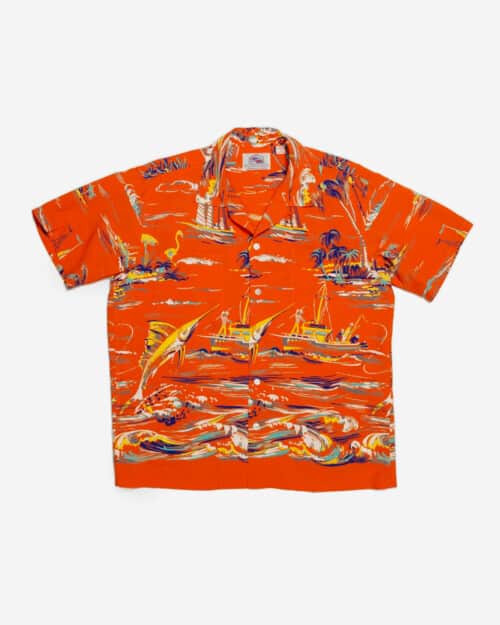 Duke Kahanamoku Special Edition Fishing Boat Hawaiian Shirt Orange