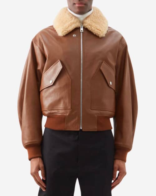 Bottega Veneta Shearling-Collar Leather Jacket