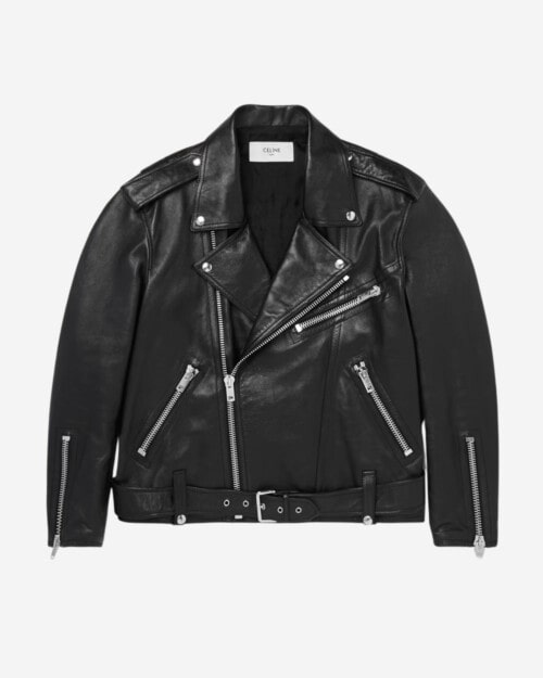 Celine Homme Textured-Leather Biker Jacket