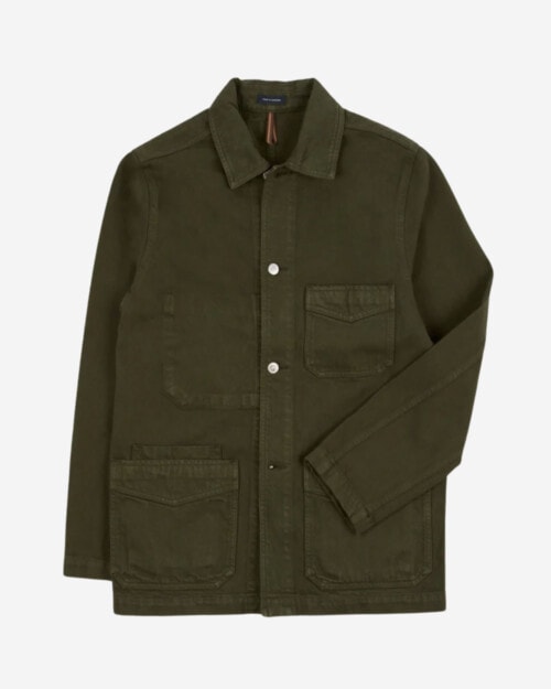 Drake's Green Heavy Twill Cotton Five-Pocket Chore Jacket