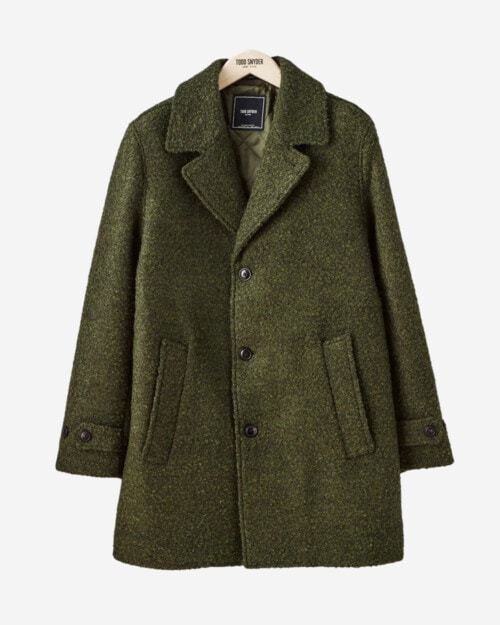 Todd Snyder Italian Wool Boucle Carcoat in Olive