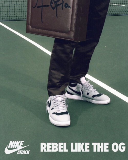 Nike Mac Attack OG 'Light Smoke Grey' sneaker ad worn on feet