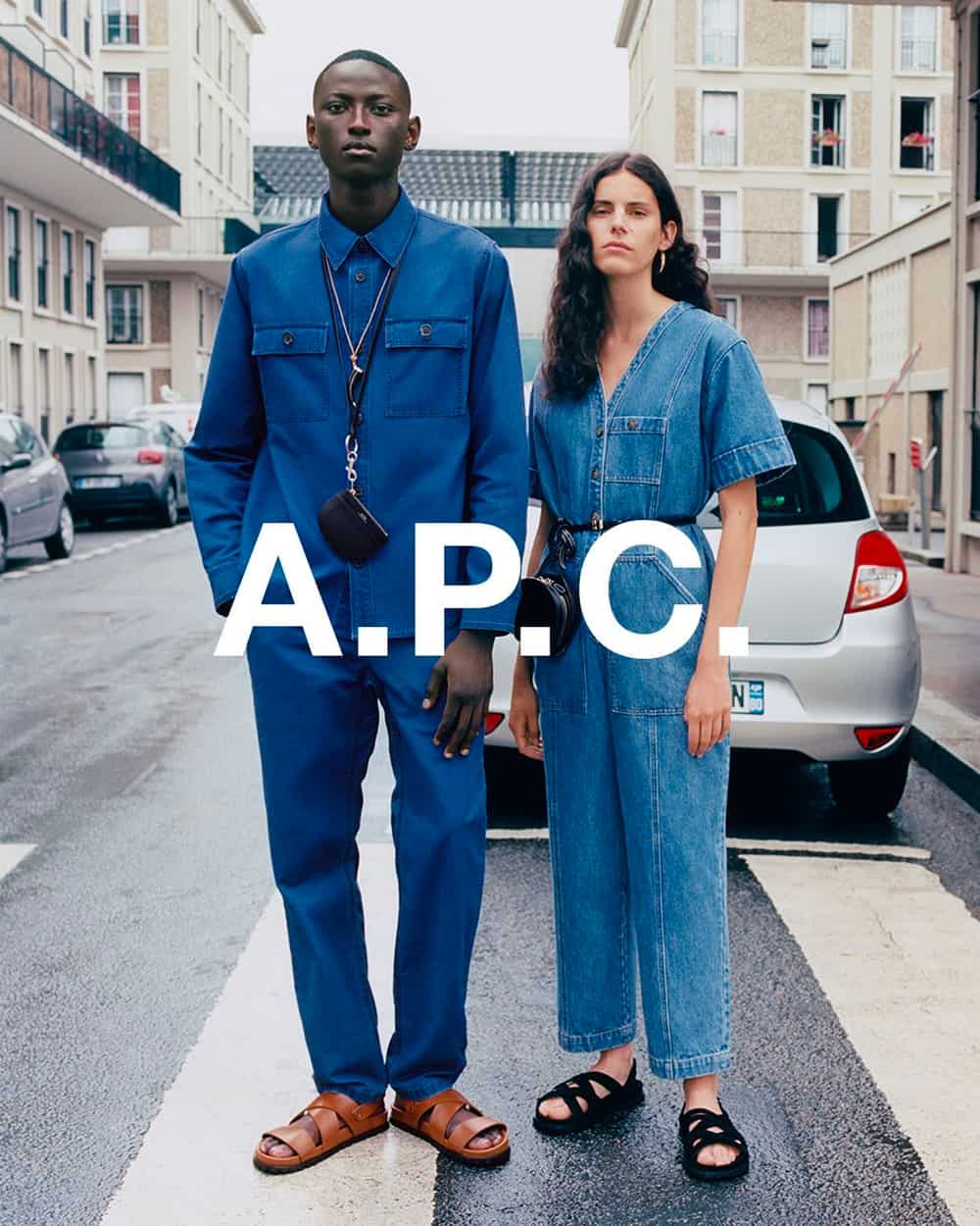 APC advertisement with man wearing bold blue shacket