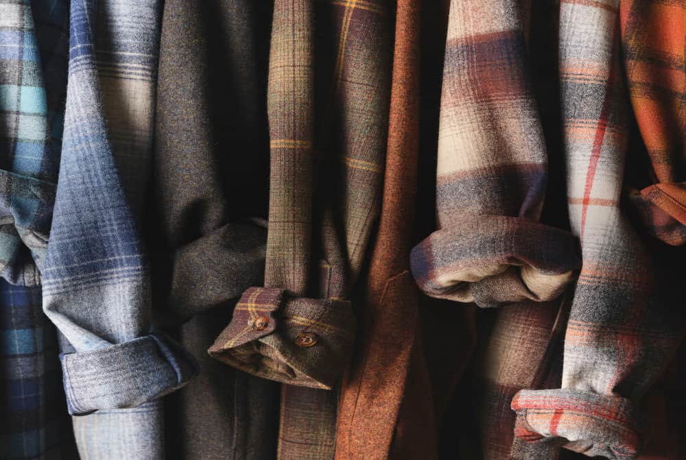 A selection of thick Pendleton check flannel shirts