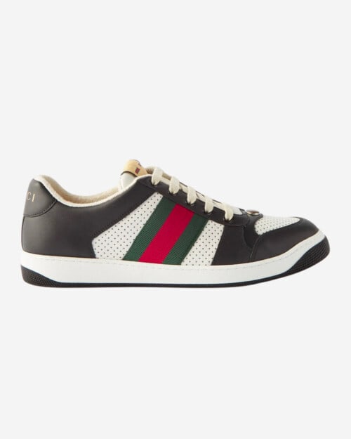 Gucci Screener Web-stripe Perforated-leather Trainers