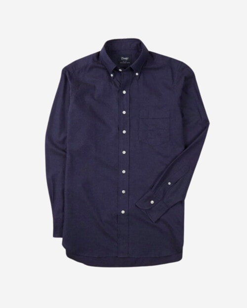Drake’s Navy Cotton Flannel Button-Down Shirt