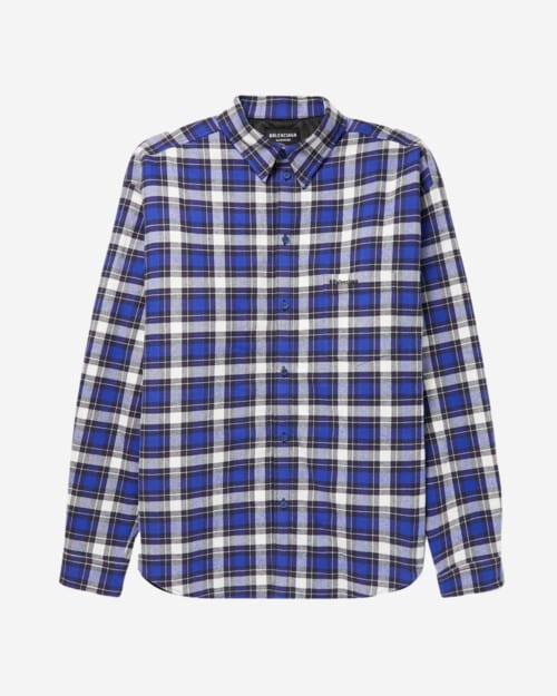 Balenciaga Padded Logo-Embroidered Checked Cotton-Flannel Overshirt