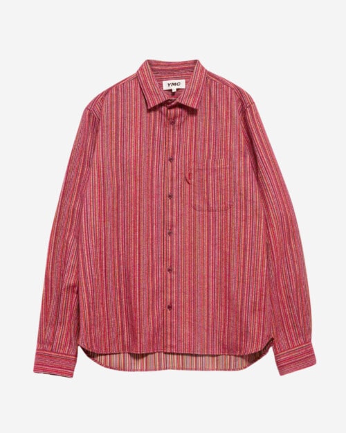 YMC Curtis Brushed Stripe Shirt Red Multi