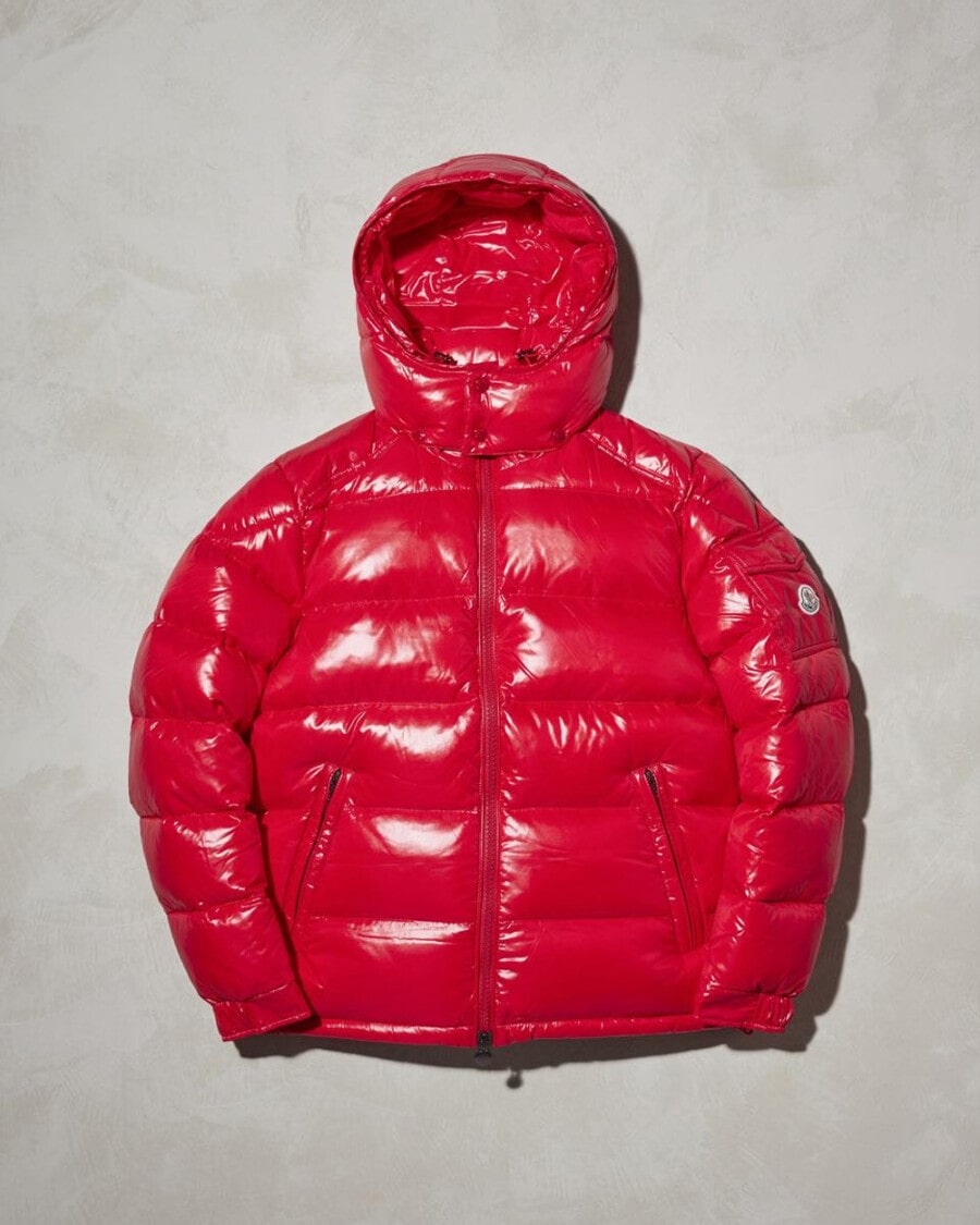 Bright red men's Moncler puffer jacket