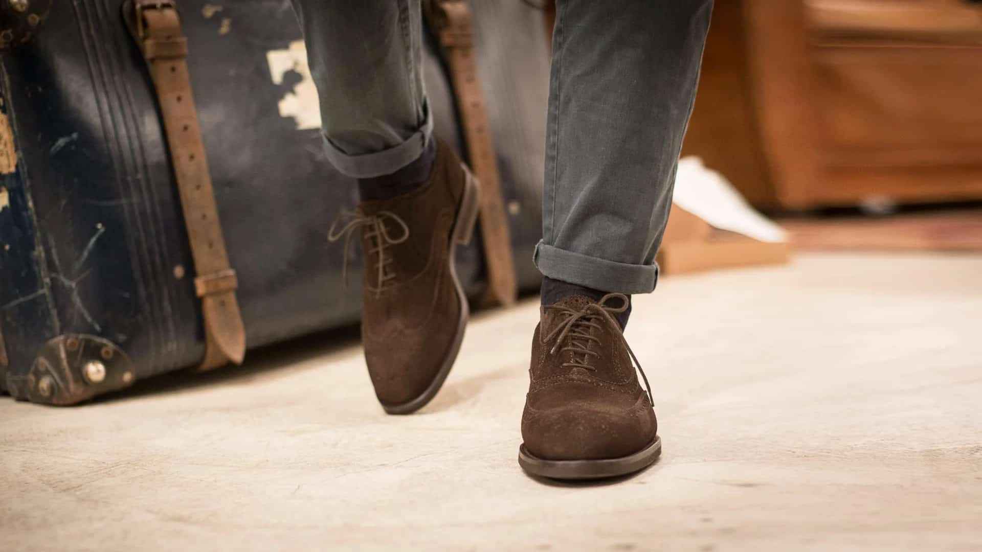 How to wear brown shoes with grey pants