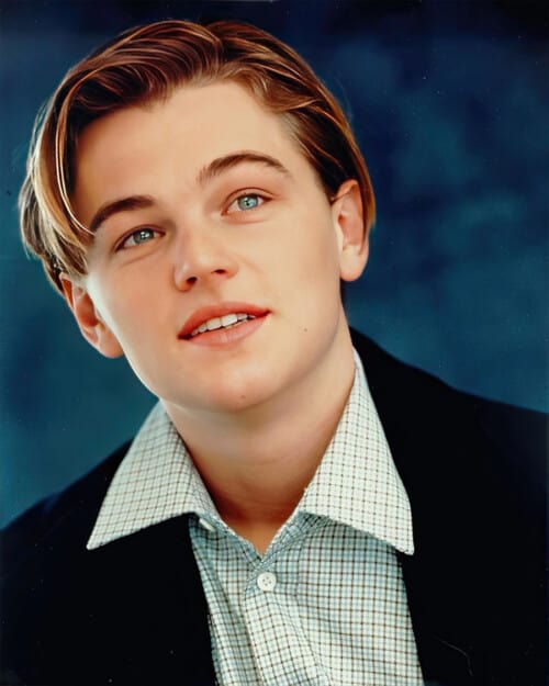 Leonardo DiCaprio young side sweep hairstyle in Titanic