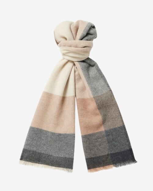 Brunello Cucinelli Fringed Checked Wool and Cashmere-Blend Scarf