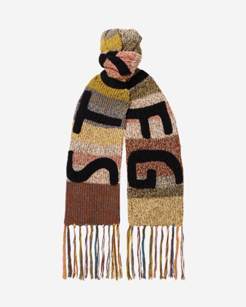 Story MFG Deepity Frayed Striped Crochet-Knit Organic Cotton Scarf
