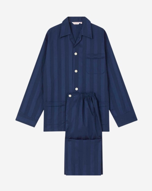 Derek Rose Classic Fit Pyjamas Lingfield Cotton Navy