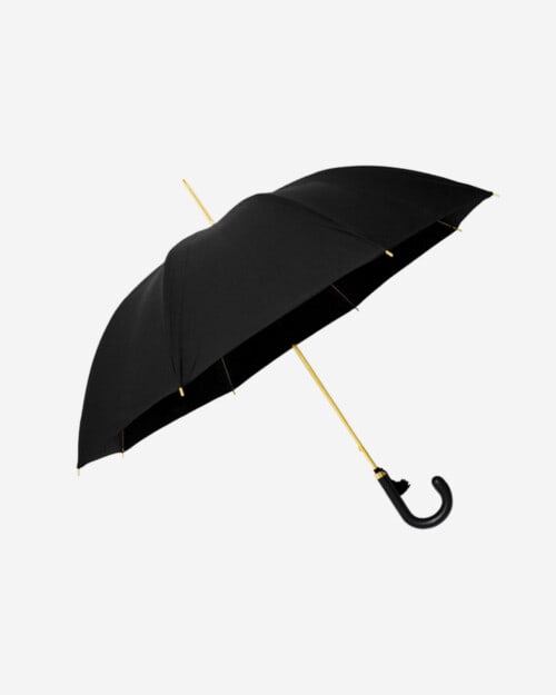 Lockwood Umbrellas 24K Gold Slim Umbrella W. Black Cotton Canopy