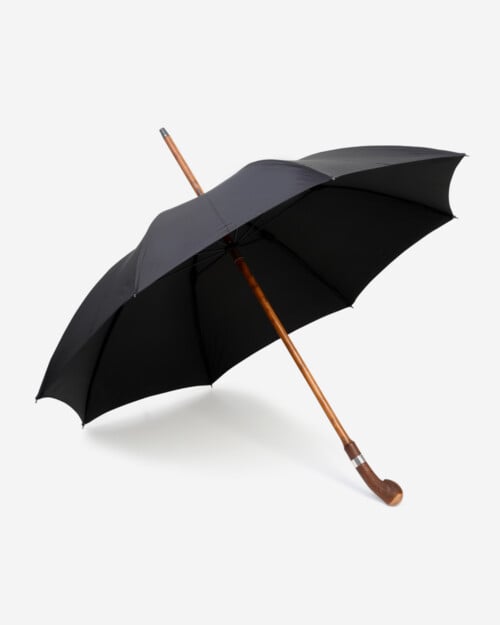 James Smith & Sons Bark Blackthorn Root-Knob Solid Stick Umbrella with Sterling Silver Lap-Band