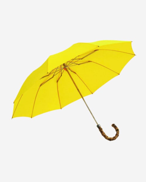 London Undercover Whangee Cane Crook Handle Yellow Telescopic Foldable Umbrella