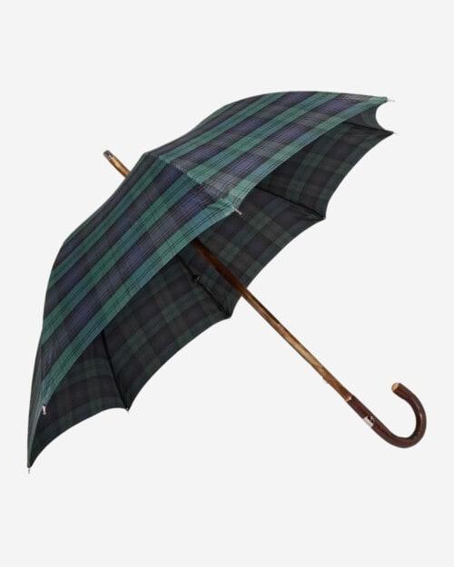 Francesco Maglia Checked Wood-Handle Umbrella
