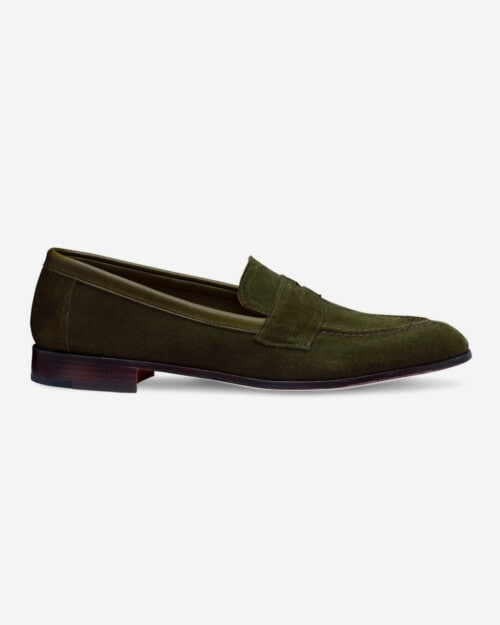 Cheaney Toby Collapsible Penny Loafer in Dark Sage Suede