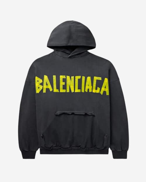 Balenciaga Tape Type Oversized Distressed Logo-Print Cotton-Jersey Hoodie