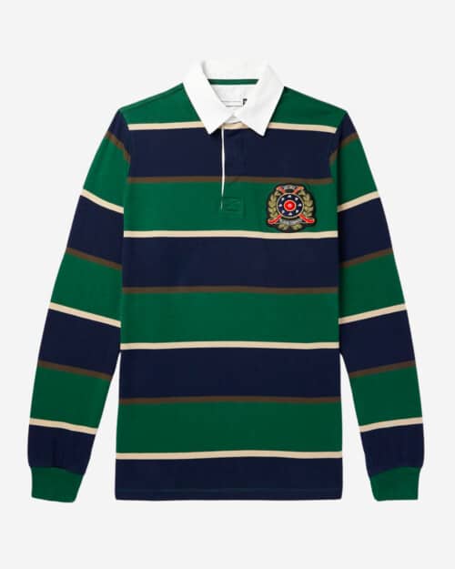 Pop Trading Company Oversized Logo-Applqiuéd Striped Cotton-Jersey Polo Shirt