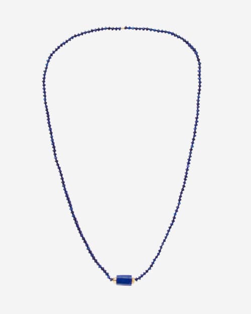 Luis Morais 14-Karat Gold, Lapis Lazuli and Glass Beaded Necklace