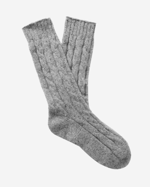 Johnstons of Elgin Cable-Knit Donegal Cashmere-Blend Socks