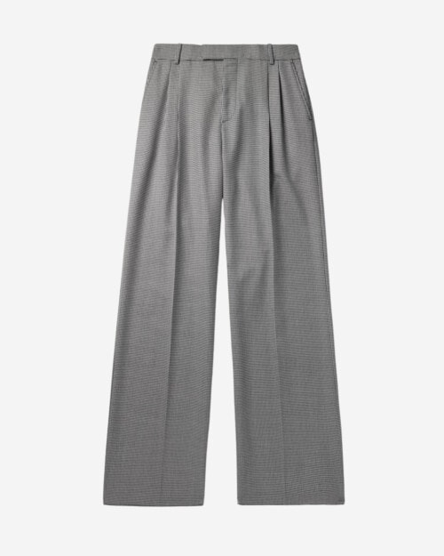 Alexander McQueen Wide-Leg Pleated Houndstooth Wool Trousers