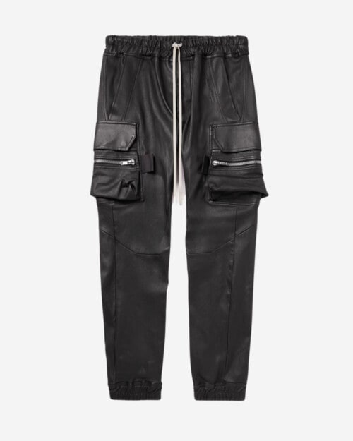 Rick Owens Mastodon Skinny-Fit Leather Drawstring Cargo Trousers
