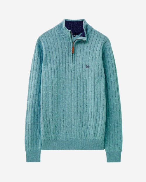 Crew Clothing Lambswool Cable Knit Half Zip Jumper