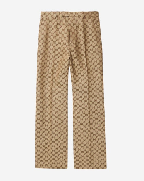 Gucci Aria Flared Monogrammed Linen-Blend Suit Trousers