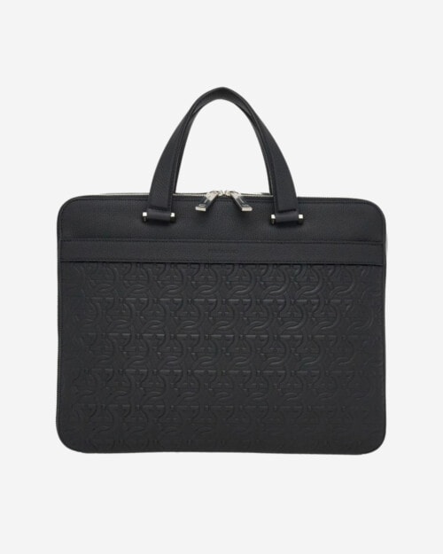 Ferragamo Monogram-embossed Leather Briefcase
