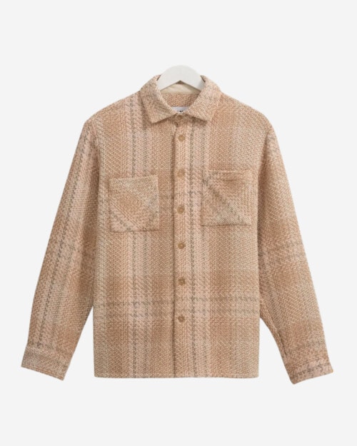 Wax London Whiting Overshirt Beige/Pink Ombre Windowpane Check