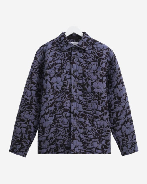 Wax London Otto Overshirt Black/Blue Floral Quilt