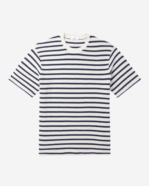 MR P. Striped Open-Knit Organic Cotton T-Shirt
